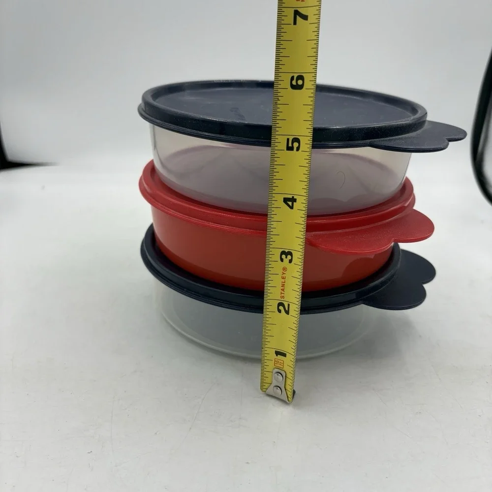 Tupperware Bowls Big Wonders 2 Cup Cereal 1 Red 2 Clear w Seal Lids Lot of 3
